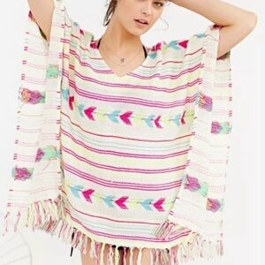 Billabong Cream Knit Swim Coverup with Pink & Aqua Accents